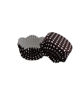 Cupcake Kalıbı Pet Kapsül Dalgalı Kek Kalıbı 65X38 MM (100 Adet)  Puantiyeli Kahverengi
