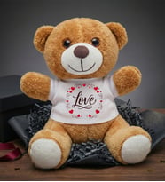 Love Tasarım Baskılı Tişörtlü Peluş Ayı Oyuncak Sevgiliye Hediye (Kahverengi)