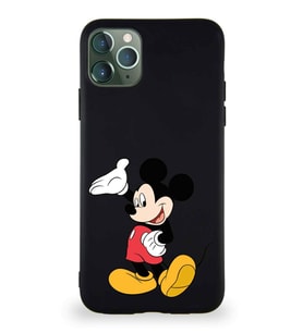 Apple iPhone 11 Pro Max Soft Premier Kapak Mickey Mouse-C Tasarımlı Silikon Kılıf - Siyah (Şeffaf)