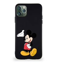 Apple iPhone 11 Pro Max Soft Premier Kapak Mickey Mouse-C Tasarımlı Silikon Kılıf - Siyah (Şeffaf)