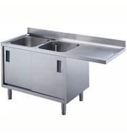 Electrolux Professional Tezgahaltı Bulaşık Makinesi İçin Dolaplı Tezgah, 2 Evyeli (500x500x290 Mm), Damlalığı Sağda - 1800 Mm MLA2DTN