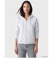 LCW Limitless Gri Kolları Çıtçıtlı Kadın Oversize Kalın Fermuarlı Sweatshirt