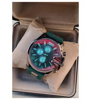Yeni Sezon Erkek Saati Silikon Kordon 56 Mm Büyük Siyah Kasa Spor Erkek Kol Saati Çelik Kasa Yeşil Kordon Abiye Babaya Sevgiliye Kocaya Hediye Doğum Günü Yıl Dönümü Hediyesi