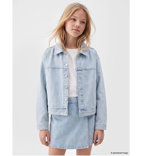 LCW Kids Mavi Taşlı Kız Çocuk Jean Ceket