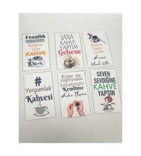 Kahve Kartları Motto 6 Adet Sunum Kart Seri 1