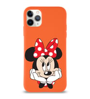 Apple iPhone 11 Pro Uyumlu Lansman Kılıf Minnie Mouse Tasarımlı Altı Kapalı İçi Kadife Kaplı  Kapak (Şeffaf)