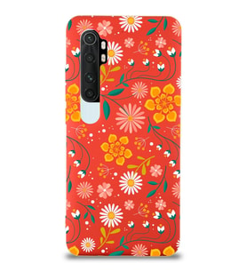 Xiaomi Mi Note 10 Lite Uyumlu Lansman Kılıf Çiçek Tasarımlı İçi Kadife Kapak-Kırmızı (Kırmızı)