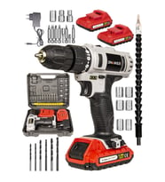 Snaiker 12 V 1.2 AH Darbeli Metal Şanzuman Bakir Sargılı Çift Akülü Şarjlı Vidalama Matkap 24 Parça Set
