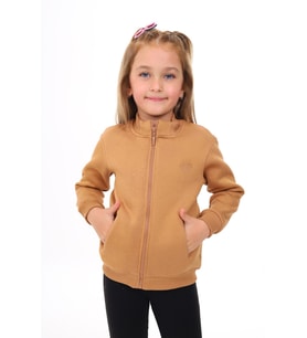 Toontoy Kız Çocuk Nakışlı Hırka (Kahverengi)