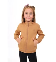 Toontoy Kız Çocuk Nakışlı Hırka (Kahverengi)