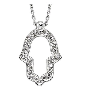 18 Ayar Altın Pırlanta Fatma Eli Kolye K48559-1 (Çok Renkli)