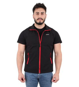 Erkek Softshell Yelek - Kırmızı Fermuar - Zenobya (Siyah)