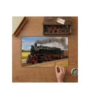 Kara Tren - Lokomotif Tasarımı 240 parça Ahşap Puzzle Ahşap Kutuda MP05870