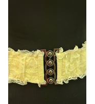 GÜPÜR DANTELLİ LASTİKLİ KEMER KADIN KEMER ELBİSE KEMERİ (Ekru)