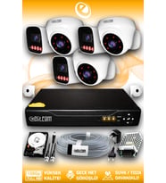 Elitcam 6 Kameralı Zebra 3 İç Kamera Set 2 TB 5 MP Full HD Gece Görüşlü Güvenlik Kamerası Sistemi