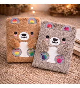 Sevimli Ayıcık Peluş Çizgili Defter