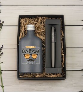 BK Gift Kişiye Özel İsimli Baba Temalı Antrasit Tasarım Cam Şişede Kolonya 200 ml ve Metal Roller Kalem ve Hediye Kutusu-8, Babaya Hediye, Babalar Günü Hediyeleri, Hediyelik Baskılı Kolonya