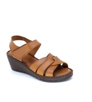 Trendyshose D22-001 Deri Anatomic Kadın Sandalet (Taba)