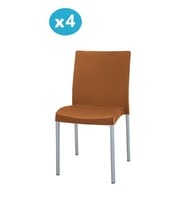 Omnipazar MT-CF875 Vortice Plastik Bahçe Balkon Sandalye 4'lü Set (Kahverengi)