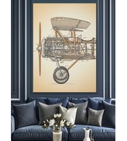 Eski Uçak Teknik Çizimi Dekoratif Kanvas - Mdf Ahşap Tablo