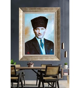 Gümüş Çerçeveli Atatürk Tablo za220