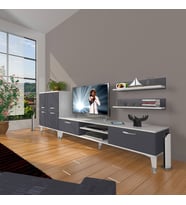 Decoraktiv Eko ON Mdf Dvd Silver Tv Ünitesi Tv Sehpası (Beyaz - Antrasit)
