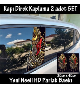 tuğra sancak osmanlı folyo - 2kapı için 2adet sticker kaplama - tuning modifiye