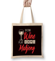 Drink Wine Play Mahjong Chinese Board Game Player Solitaire Bez Çanta Uzun Saplı