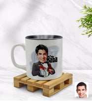 BK Gift Kişiye Özel Baba Godfather Karikatürlü İçi Siyah Renkli Kupa Bardak Model 5