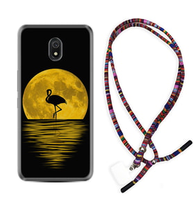 Xiaomi Redmi 8A 8 Pro 9C 9T 10C 11T Pro Kılıf Boyun Asklı Rasta Silikon Ay ve Flamingo 1775