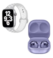 Apple Watch 7 Nike 44 Gümüş Akıllı Saat Galaxy Buds Pro Mor Kablosuz Bluetooth Kulaklık