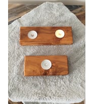 Doğal Ahşap El Yapımı Mumluk – Zeytin Ahşap – İkili Set