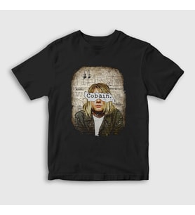 Presmono Unisex Çocuk Siyah Paper Nirvana Kurt Cobain T-Shirt 35881tt