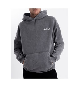 Unisex Oversize Eskitme Nasa Kapüşonlu Sweatshirt