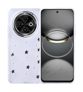 Coverzone Tecno Spark 30C ile uyumlu K?l?f Airbag K�?eli 2mm Kamera �?k?nt? Korumal? Simli ?effaf Bask?l? Z-Kutup Kapak Y?ld?z