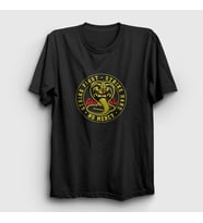 Presmono Unisex Siyah Strike First Logo Karate Cobra Kai T-Shirt 472410tt
