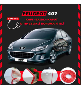 Peugeot 407 Oto Araç Kapı Koruma Fitili 5metre Parlak Kırmızı Renk