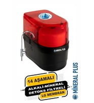 Mineral Plus Su Arıtma Cihazı 14 Aşamalı - Alkali - Mineral Detoks Filtreli - Iç Membran Kırmızı - Siyah ACR-1007