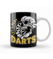 Lets Play Darts Skull Dartboard Arrow Dart Player Team Aim Kupa Bardak Porselen