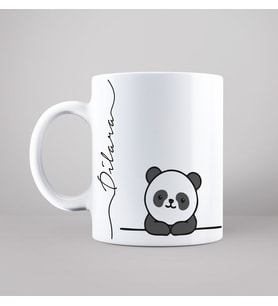 Sevimli Panda Baskılı Kişiye Özel İsimli Kupa