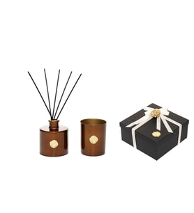 Kahverengi Golden Glow 200 ml Dark Amber Oda Kokusu ve Mumluk Hediye Seti (Dekoratif Sıvama Kutulu)