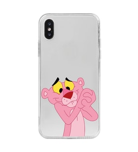 Iphone XS MAX Uyumlu Pembe Panter Tasarımlı Şeffaf Telefon Kılıfı