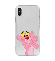 Iphone XS MAX Uyumlu Pembe Panter Tasarımlı Şeffaf Telefon Kılıfı