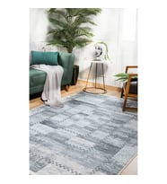 Dijital Kaymaz Yıkanabilir Antrasit Geometrik Salon Halısı Mutfak Halısı Koridor Halısı Yolluk HLN032