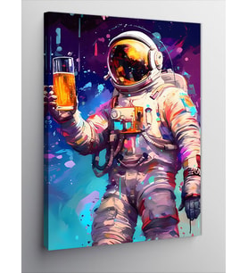 Kanvas Tablo Bira İçen Astronot