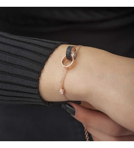Gümüş Rose İç İçe Geçmiş Halka Bileklik