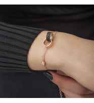 Gümüş Rose İç İçe Geçmiş Halka Bileklik