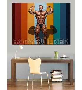 Vücut Geliştiren Kaslı Bodybuilder Portresi Dekoratif Kanvas - Mdf Ahşap Tablo