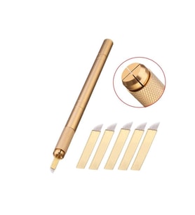 Microblading Kalemi Manuel Kalıcı Kaç Dudak Makyaj Gold Kalemi + 5 Adet 12 Pin Iğne