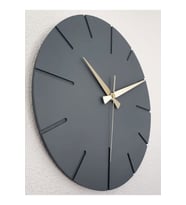 Ahşap Lazer kesim Dekoratif el yapımı duvar saati Antrasit renk 40x40